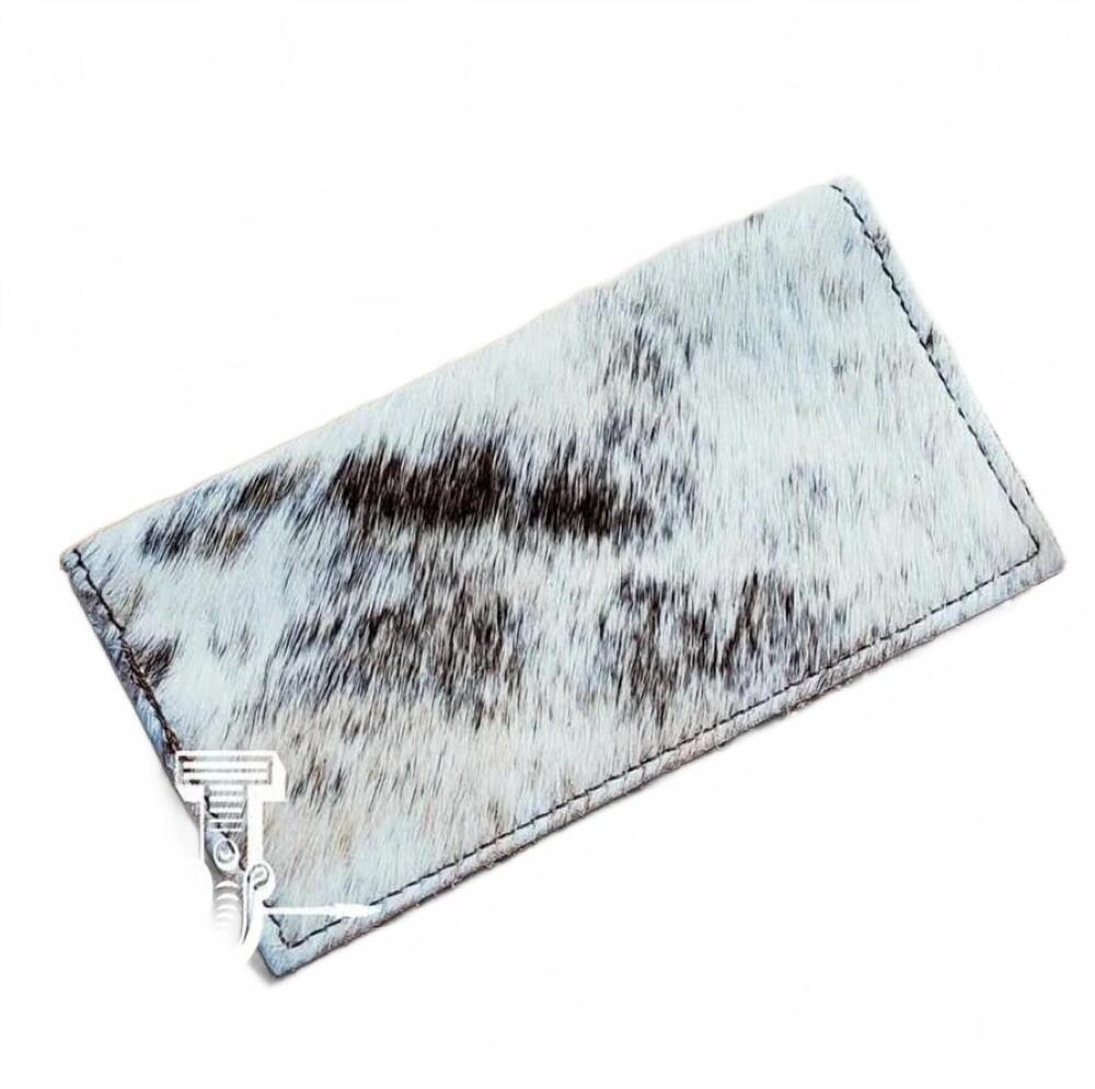 NEW JEWELRY JUNKIE women's hair on hide leather wallet in mixed brindle